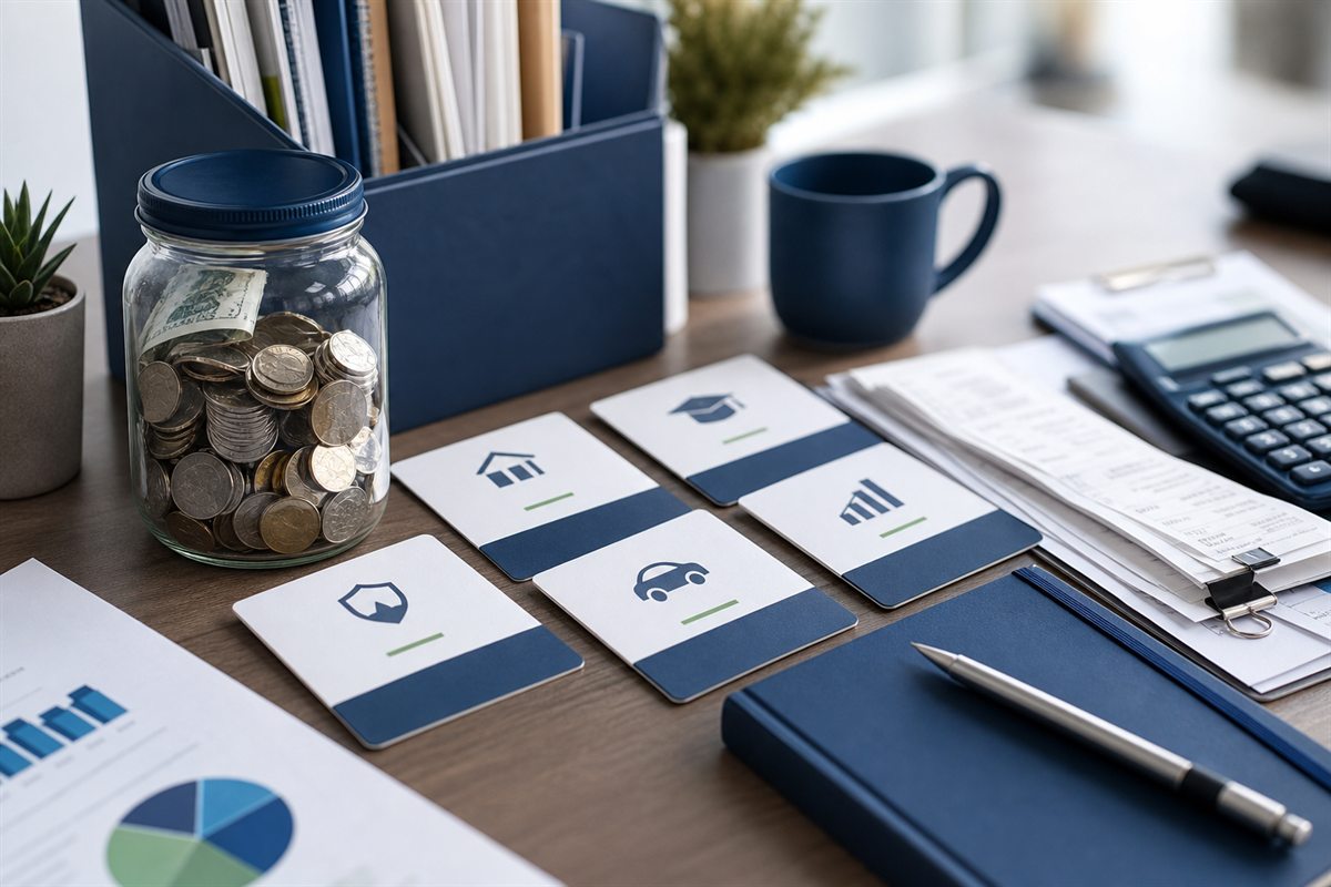 Woman organizing personal finances